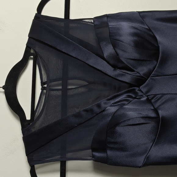 ABS Allen Schwartz Blue Formal Long  Silk Dress Gown w/ Built in Bra Size 4 - Picture 5 of 16